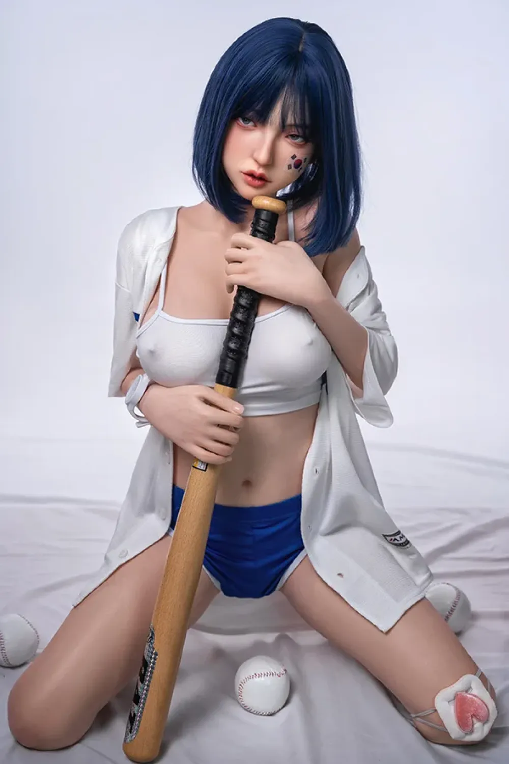 Orangein 全シリコン製 青い髪の韓国風可愛いスポーツ少女ラブドール 169cm H5037 美波（口に穴あり）