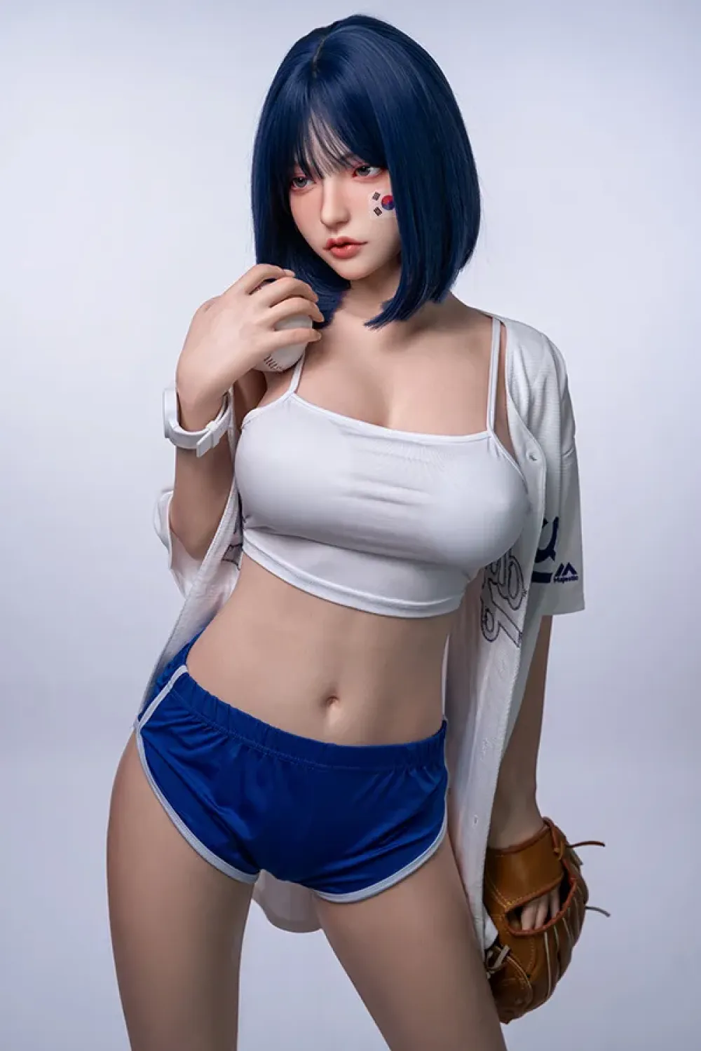 Orangein 全シリコン製 青い髪の韓国風可愛いスポーツ少女ラブドール 169cm H5037 美波（口に穴あり）
