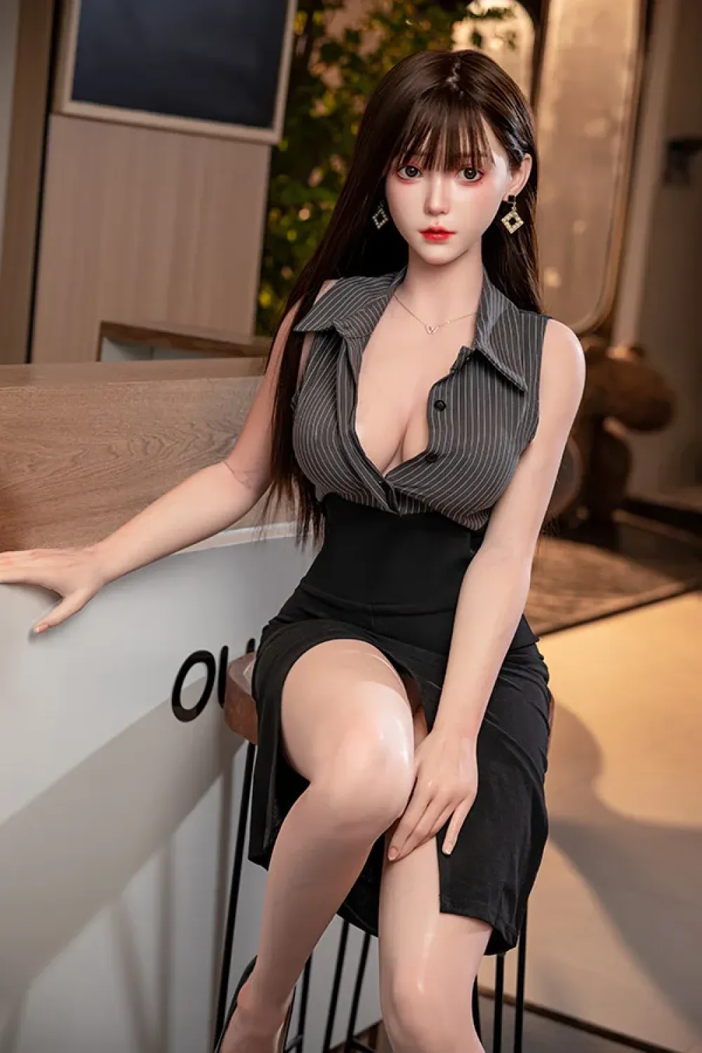Orangein 全シリコン製 熟女系黒制服ラブドール 169cm H5220（口に穴あり） (国内出荷)