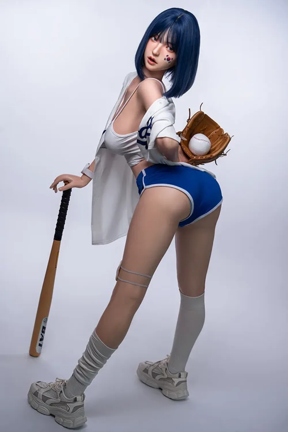 Orangein 全シリコン製 青い髪の韓国風可愛いスポーツ少女ラブドール 169cm H5037 美波（口に穴あり）