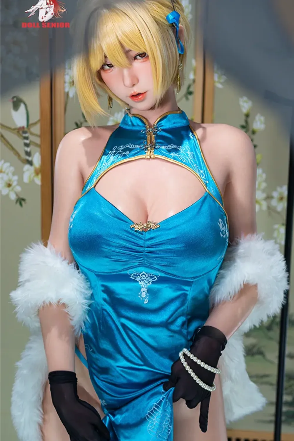 Doll Senior 全シリコン製金髪チャイナドレス美人ラブドール 160cm H5249 水尺葵