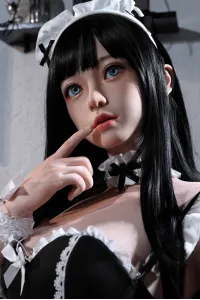 Kaelrex 148cmサイズ感 腕付き半身ラブドール 全シリコン製 超リアル ナチュラル肌 ラブドール メイド風 千鹤 M445（口に穴あり）