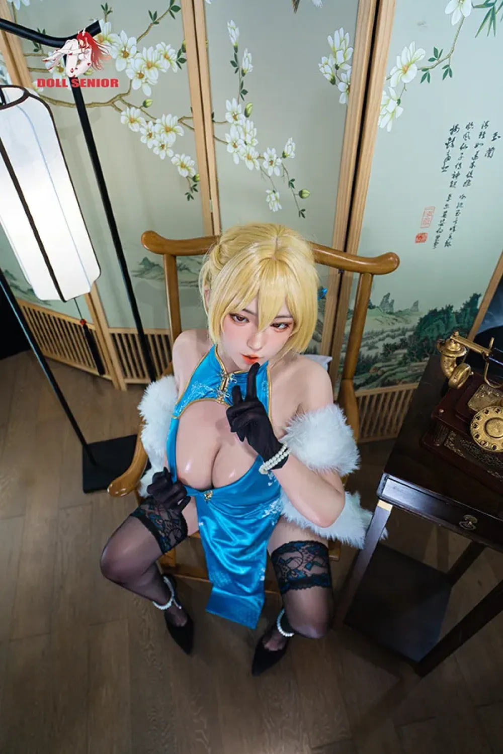 Doll Senior 全シリコン製金髪チャイナドレス美人ラブドール 160cm H5249 水尺葵