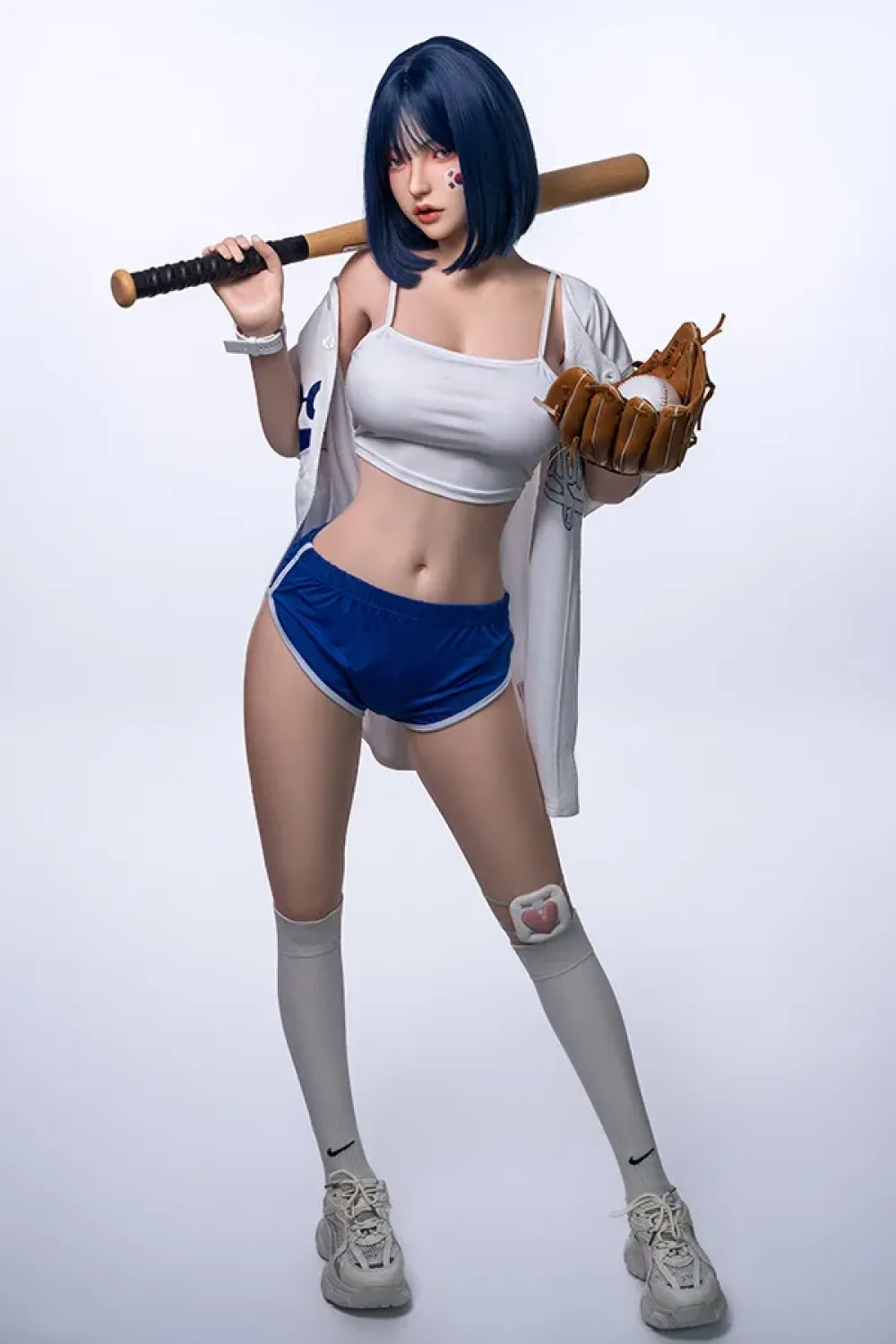 Orangein 全シリコン製 青い髪の韓国風可愛いスポーツ少女ラブドール 169cm H5037 美波（口に穴あり）